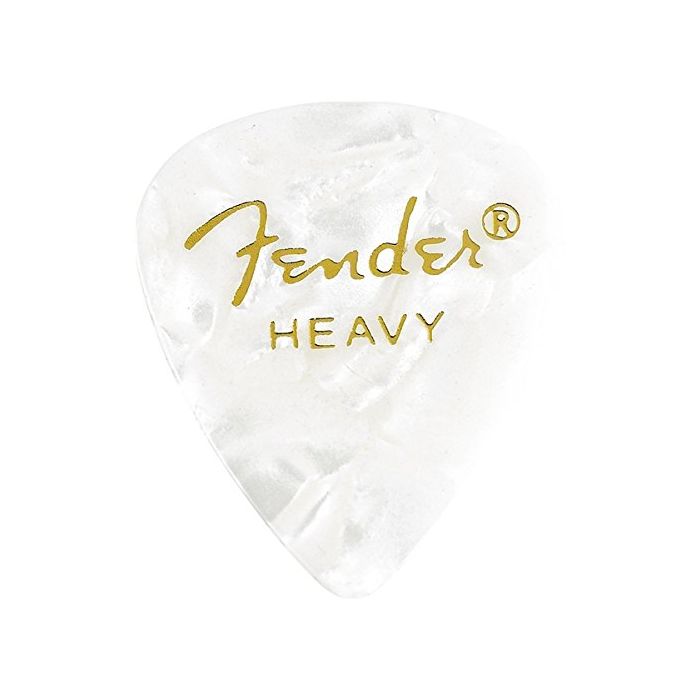 Fender 351 Premium Celluloid Guitar Picks - HEAVY, WHITE MOTO, 12-Pack (1 Dozen)