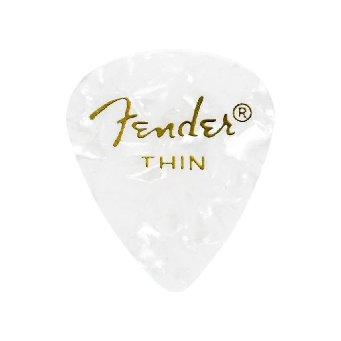 Fender 351 Premium Celluloid Guitar Picks - THIN WHITE MOTO - 12-Pack (1 Dozen)
