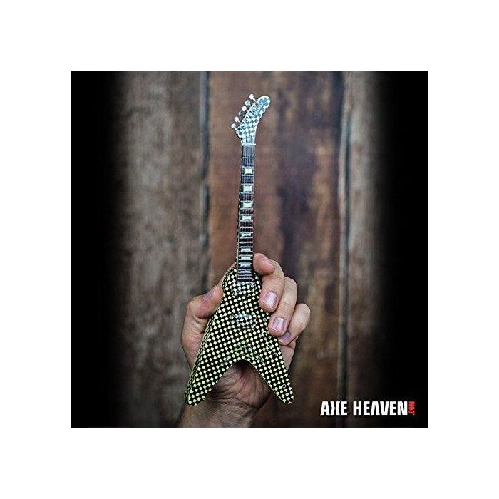AXE HEAVEN Licensed Rick Nielsen Checkered Flying V MINIATURE Guitar Display