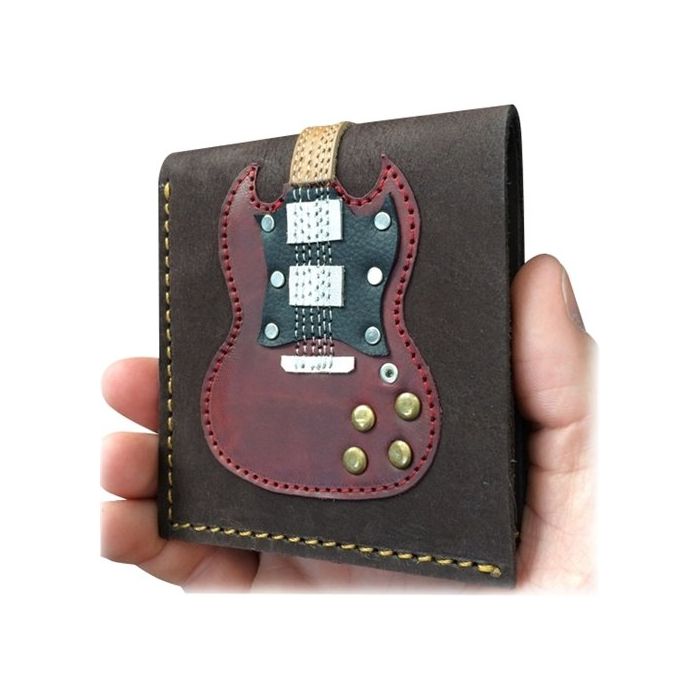 AXE HEAVEN Genuine Leather Double Cutaway Electric Guitar Player Wallet Gift