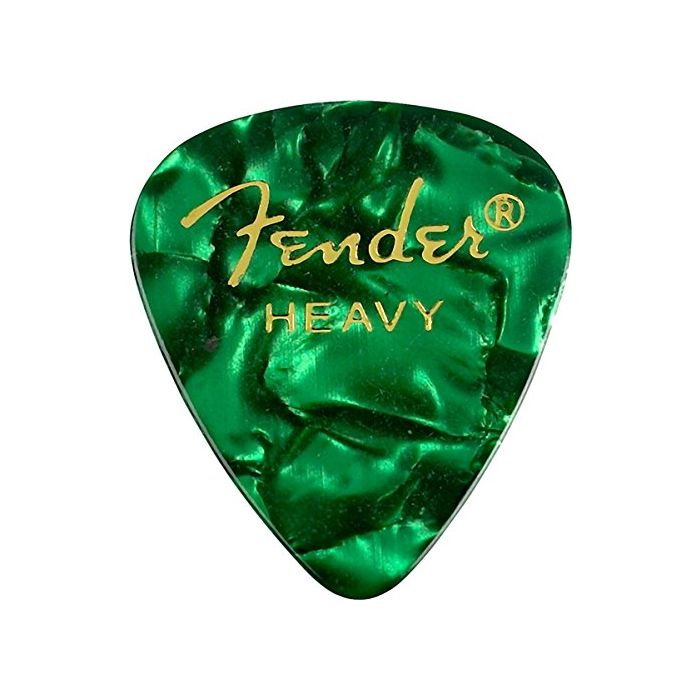 Fender 351 Premium Celluloid Guitar Picks - HEAVY, GREEN MOTO, 12-Pack (1 Dozen)