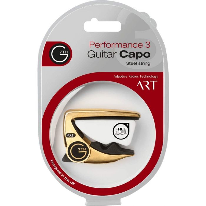G7th Performance 3 Guitar Capo with ART, Steel String, GOLD