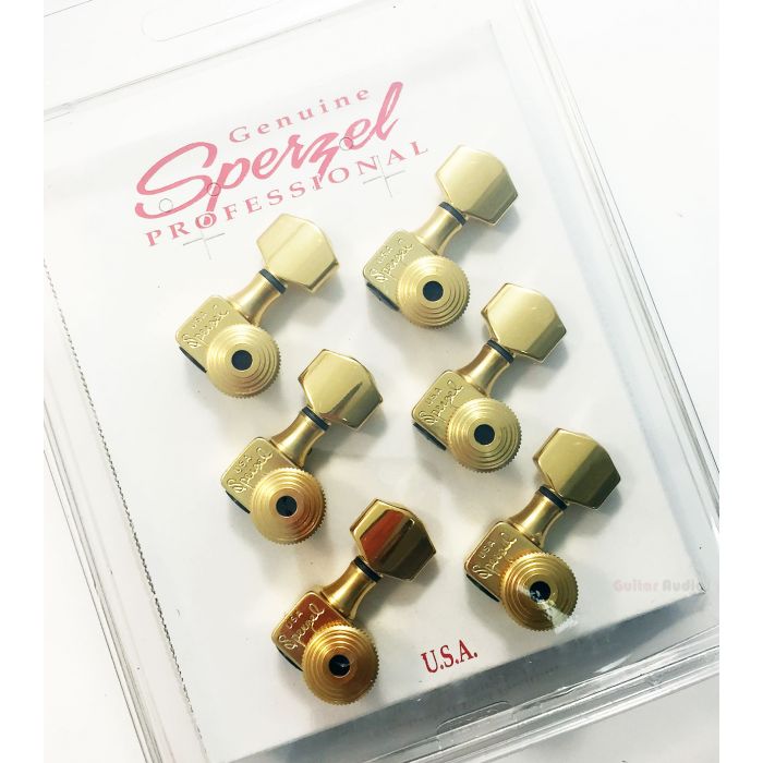 Sperzel 6-In-Line Trimlok Locking Guitar Tuners Staggered Pegs - GOLD PLATED