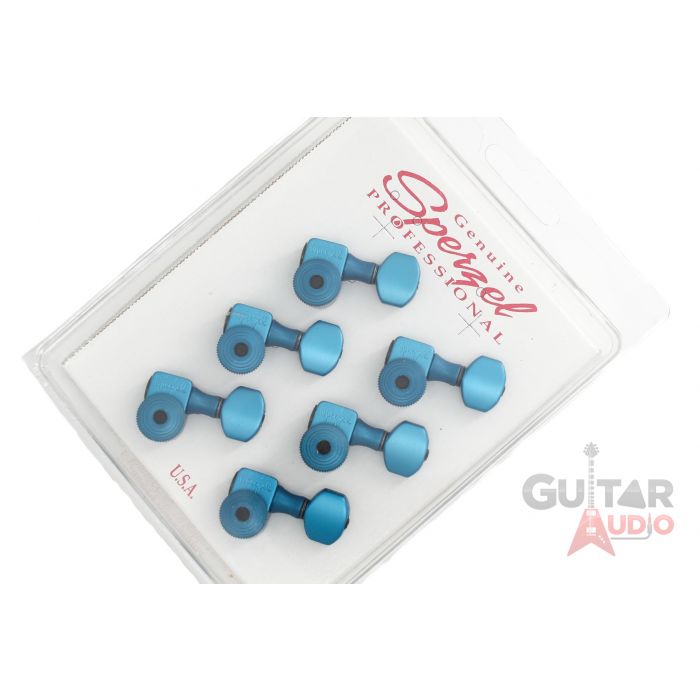 Sperzel 6-In-Line Trimlok Locking Guitar Tuners Staggered Tuning Pegs - BLUE