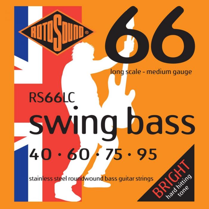 Rotosound Swing Bass Stainless Steel Roundwound Bass Strings RS66LC MEDIUM 40-95