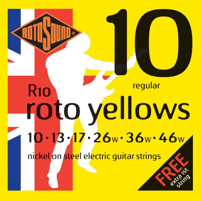 Rotosound Roto Yellows Nickel on Steel Electric Guitar Strings R10 REGULAR 10-46
