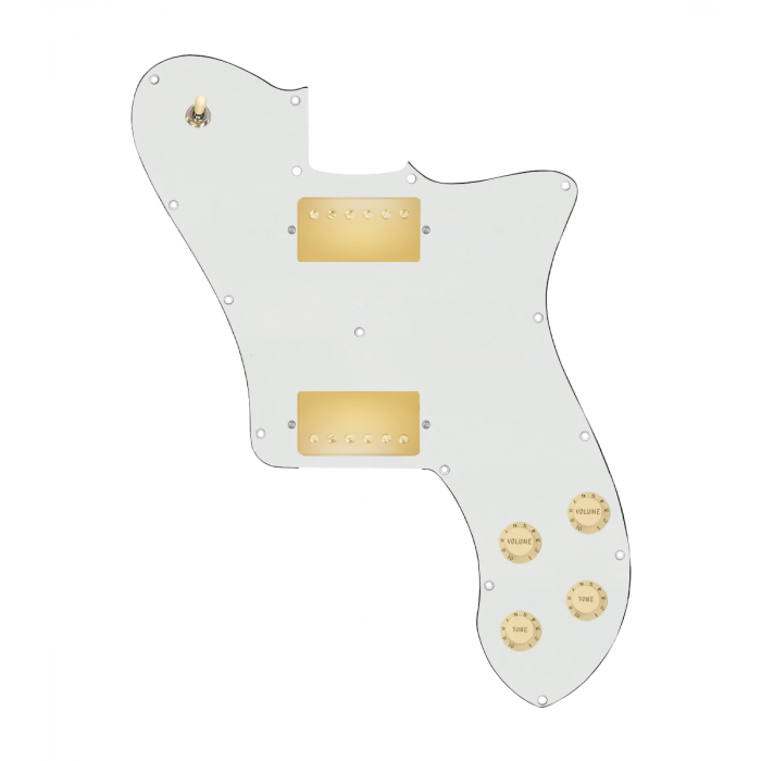 920D Custom 72 Deluxe Tele Loaded Pickguard With Gold Cool Kids Humbuckers, Aged White Knobs, and Parchment Pickguard