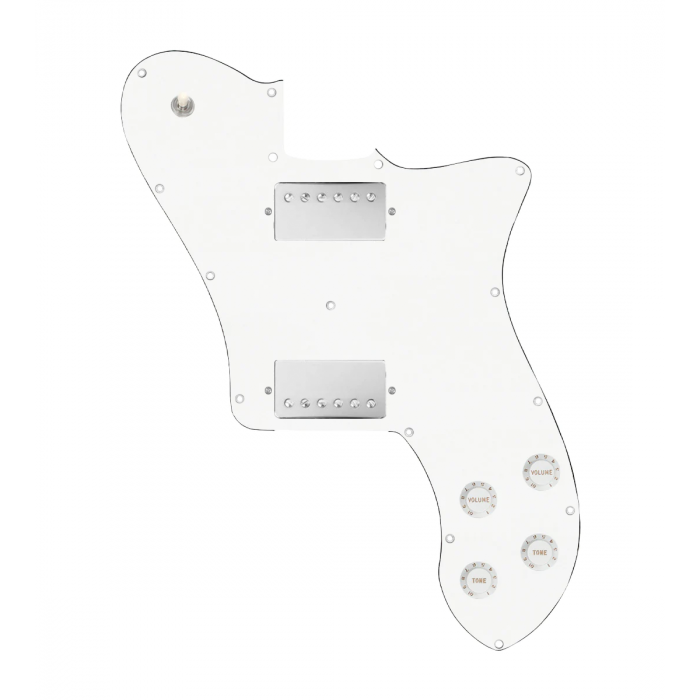 920D Custom 72 Deluxe Tele Loaded Pickguard With Nickel Cool Kids Humbuckers, White Knobs, and White Pickguard