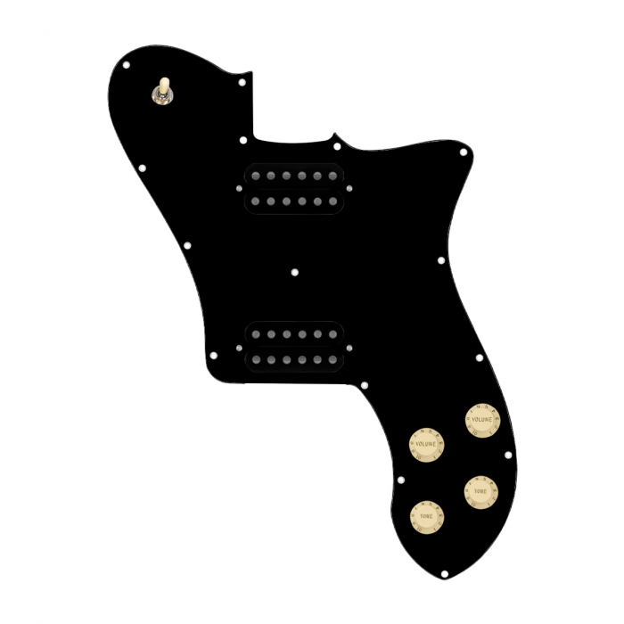 920D Custom 72 Deluxe Tele Loaded Pickguard With Uncovered Cool Kids Humbuckers, Aged White Knobs, and Black Pickguard