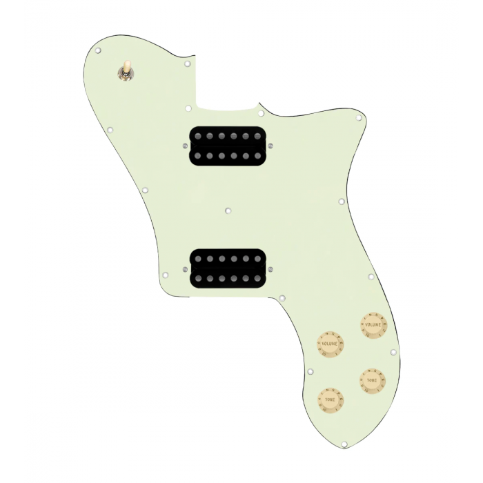 920D Custom 72 Deluxe Tele Loaded Pickguard With Uncovered Cool Kids Humbuckers, Aged White Knobs, and Mint Green Pickguard