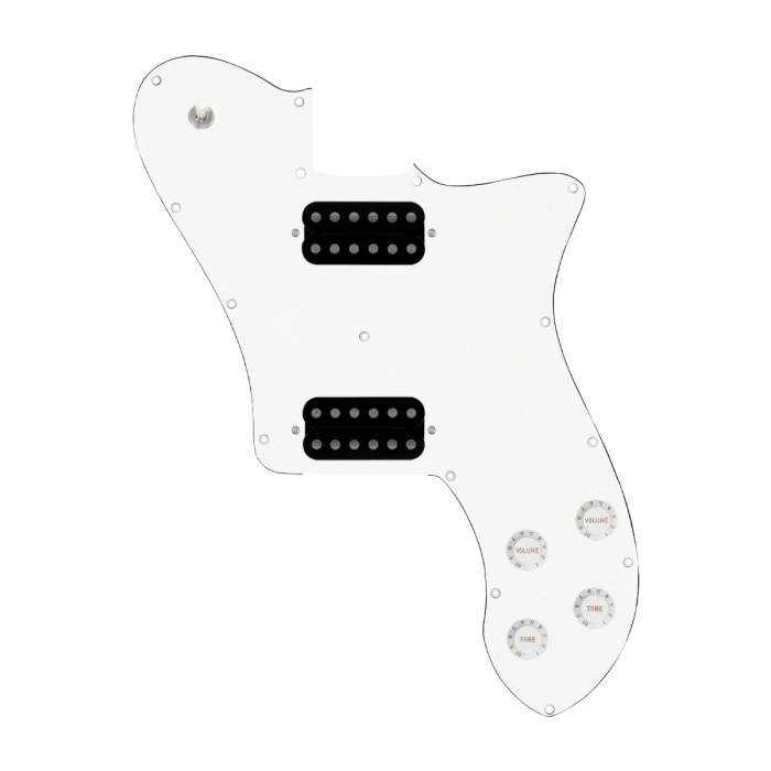 920D Custom 72 Deluxe Tele Loaded Pickguard With Uncovered Cool Kids Humbuckers, White Knobs, and White Pickguard
