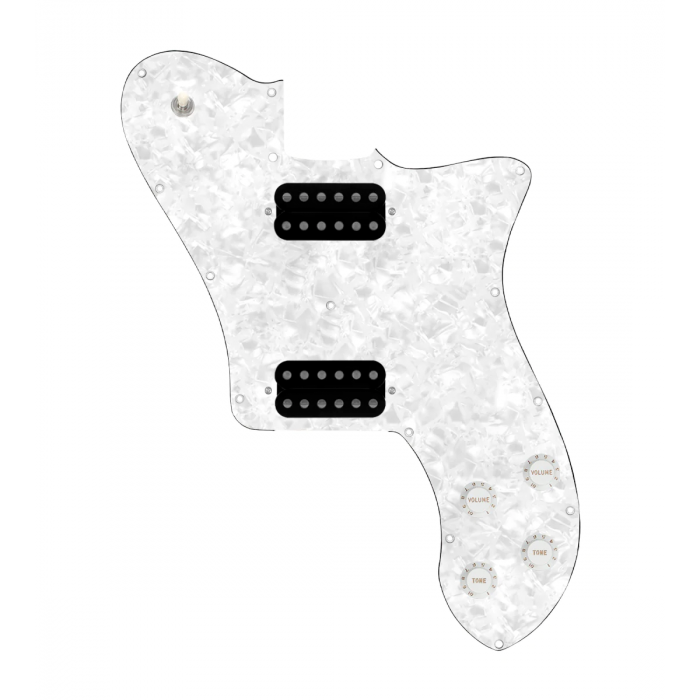 920D Custom 72 Deluxe Tele Loaded Pickguard With Uncovered Cool Kids Humbuckers, White Knobs, and White Pearl Pickguard