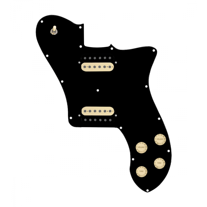 920D Custom 72 Deluxe Tele Loaded Pickguard With Uncovered Roughneck Humbuckers, Black Knobs, and Black Pickguard