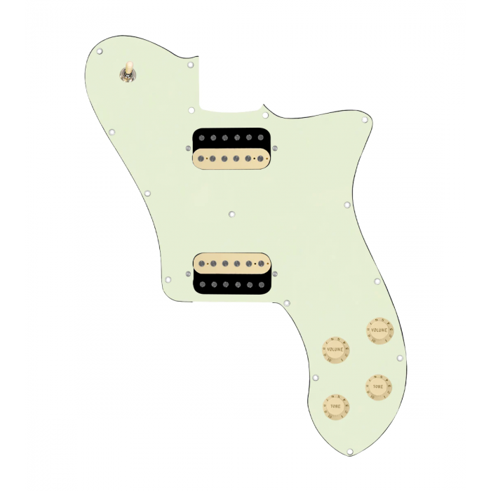 920D Custom 72 Deluxe Tele Loaded Pickguard With Uncovered Roughneck Humbuckers, Aged White Knobs, and Mint Green Pickguard