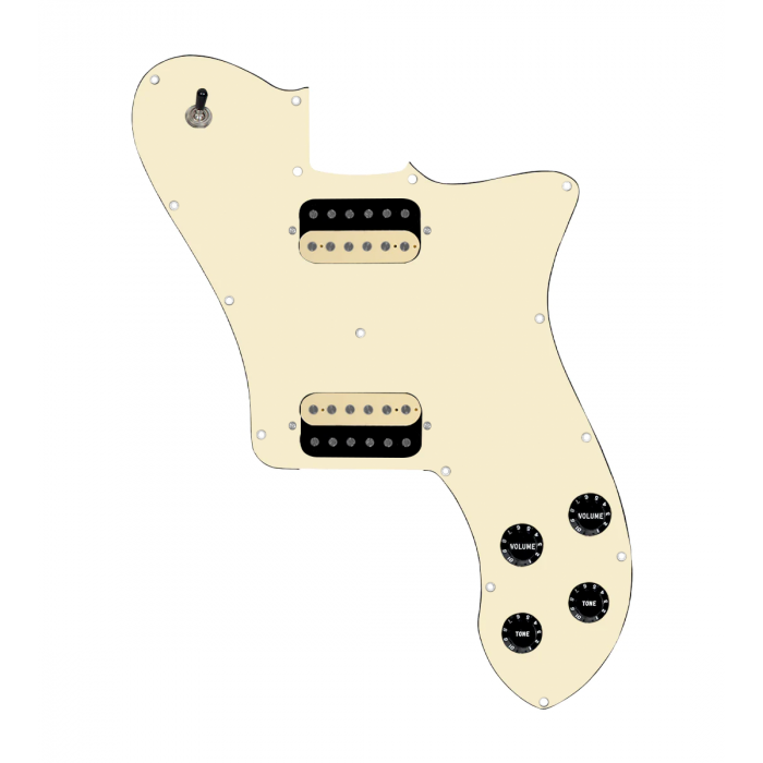 920D Custom 72 Deluxe Tele Loaded Pickguard With Uncovered Roughneck Humbuckers, Black Knobs, and Aged White Pickguard