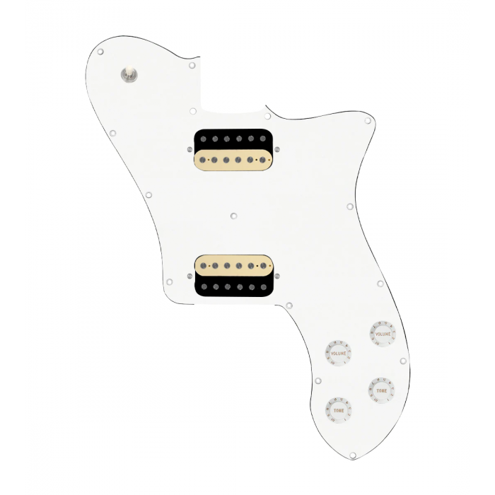 920D Custom 72 Deluxe Tele Loaded Pickguard With Uncovered Roughneck Humbuckers, White Knobs, and White Pickguard
