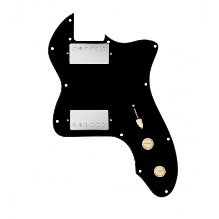 920D Custom 72 Thinline Tele Loaded Pickguard With Nickel Cool Kids Humbuckers, Aged White Knobs, and Black Pickguard