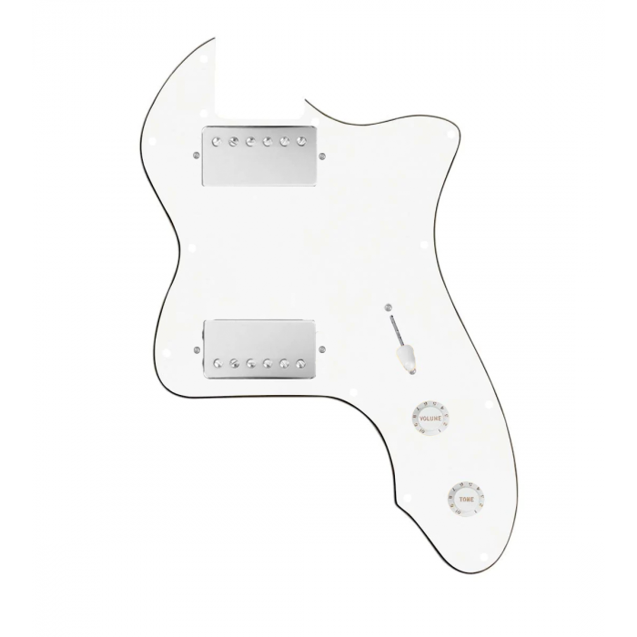 920D Custom 72 Thinline Tele Loaded Pickguard With Nickel Cool Kids Humbuckers, White Knobs, and White Pickguard