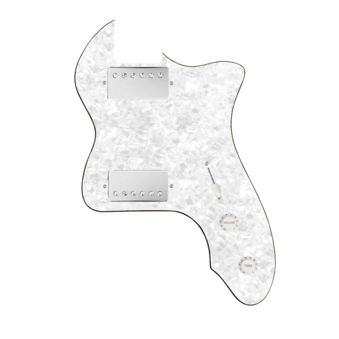 920D Custom 72 Thinline Tele Loaded Pickguard With Nickel Cool Kids Humbuckers, White Knobs, and White Pearl Pickguard