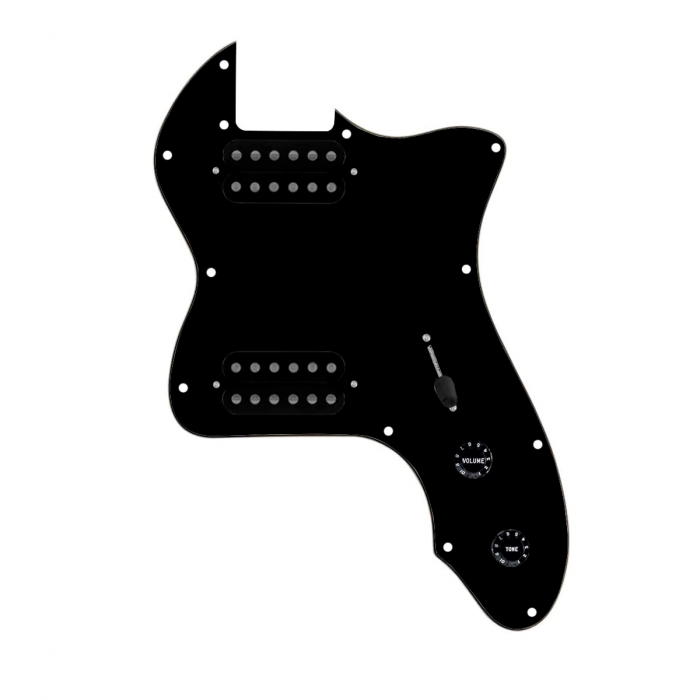 920D Custom 72 Thinline Tele Loaded Pickguard With Uncovered Cool Kids Humbuckers, Black Knobs, and Black Pickguard