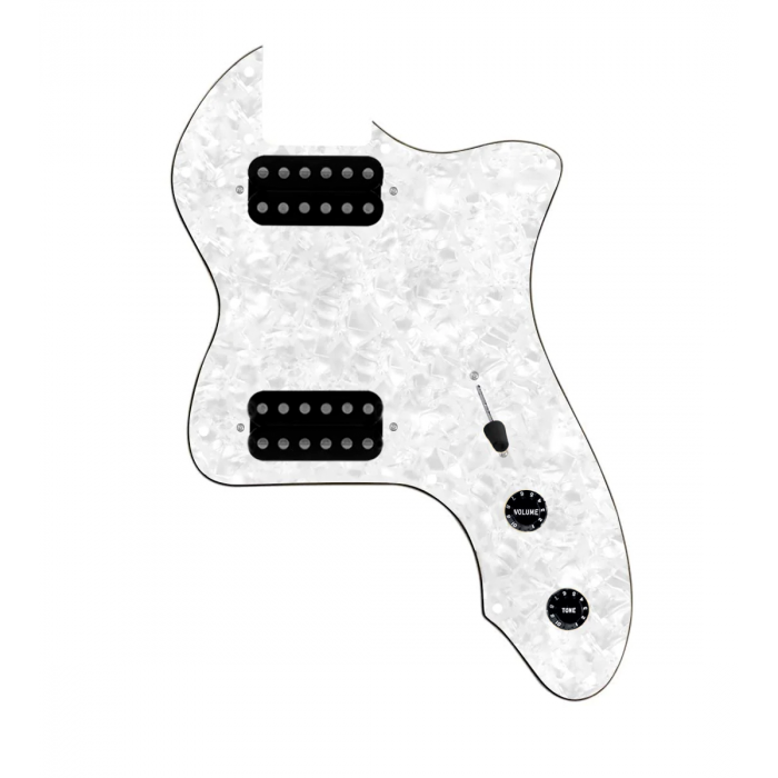 920D Custom 72 Thinline Tele Loaded Pickguard With Uncovered Cool Kids Humbuckers, Black Knobs, and White Pearl Pickguard