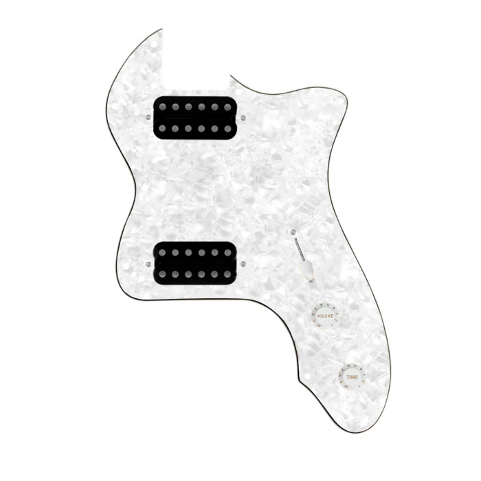 920D Custom 72 Thinline Tele Loaded Pickguard With Uncovered Cool Kids Humbuckers, White Knobs, and White Pearl Pickguard