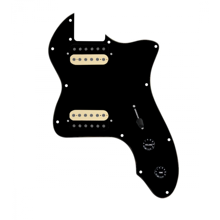 920D Custom 72 Thinline Tele Loaded Pickguard With Uncovered Roughneck Humbuckers, Black Knobs, and Black Pickguard
