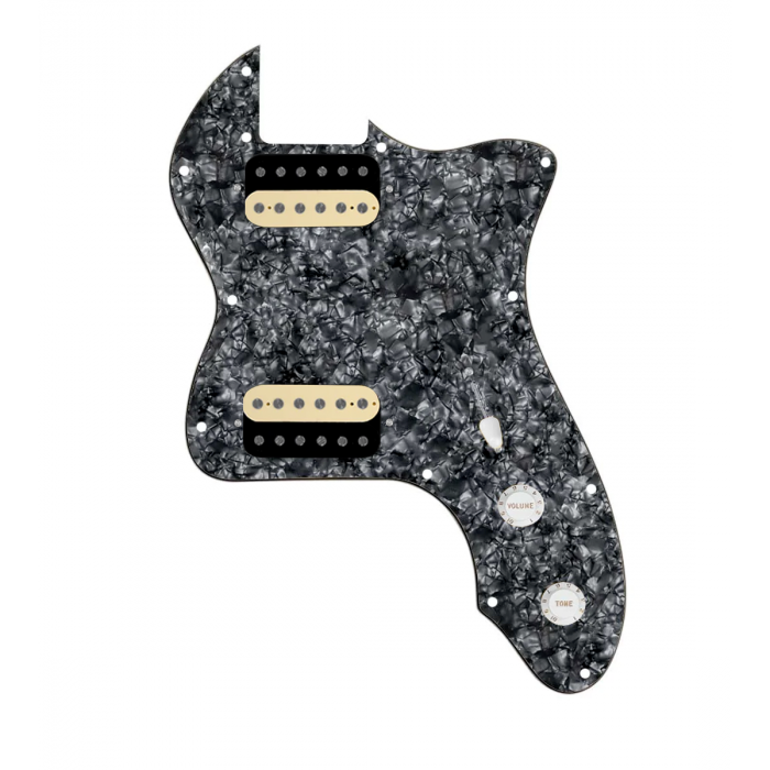 920D Custom 72 Thinline Tele Loaded Pickguard With Uncovered Roughneck Humbuckers, White Knobs, and Black Pearl Pickguard