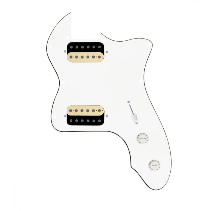 920D Custom 72 Thinline Tele Loaded Pickguard With Uncovered Roughneck Humbuckers, White Knobs, and White Pickguard