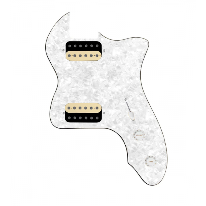920D Custom 72 Thinline Tele Loaded Pickguard With Uncovered Roughneck Humbuckers, White Knobs, and White Pearl Pickguard