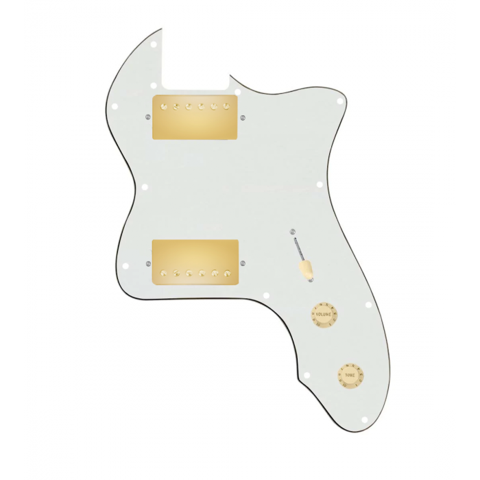 920D Custom 72 Thinline Tele Loaded Pickguard With Gold Smoothie Humbuckers, Aged White Knobs, and Parchment Pickguard