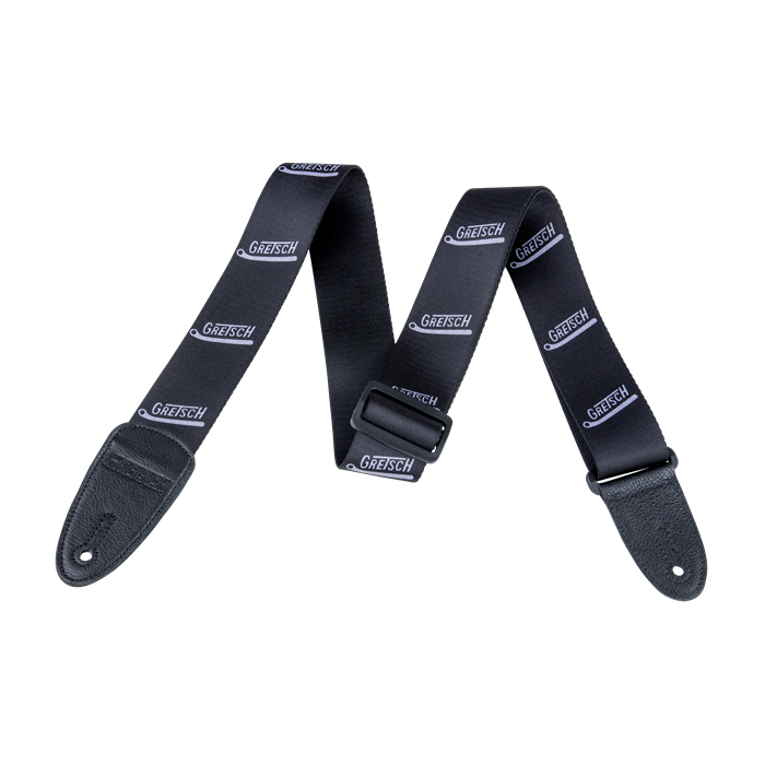 Genuine Gretsch Logo Vibrato Arm Pattern Guitar Strap, Black/Gray