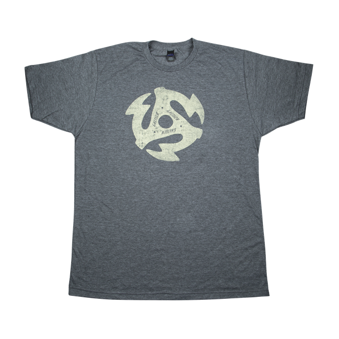 Genuine Gretsch 45 RPM Logo Men's T-Shirt, Heather Charcoal Gray, S (SMALL)
