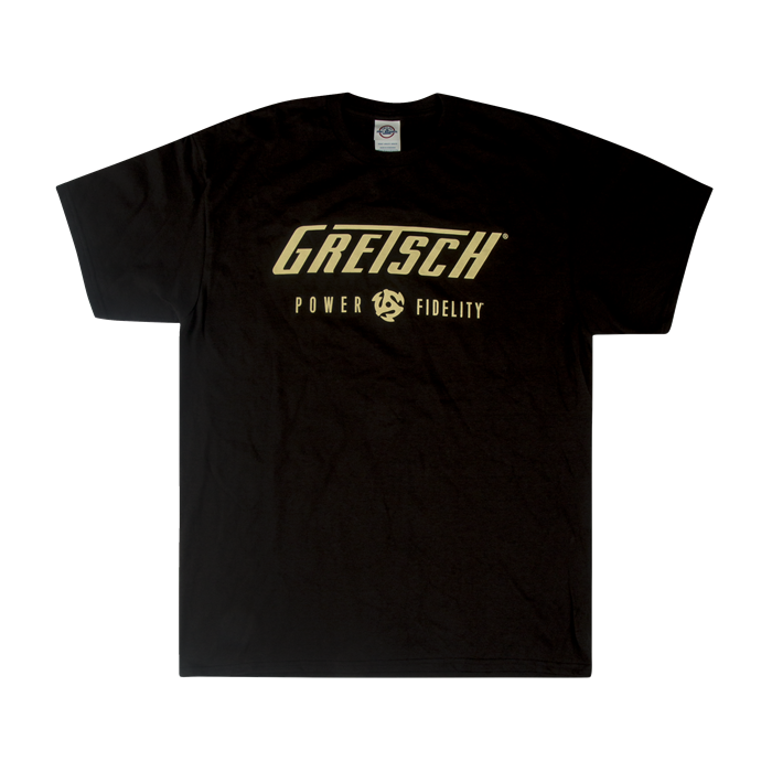 Gretsch Guitars Power & Fidelity Men's Tee Logo T-Shirt, Black, XXL (2XL)