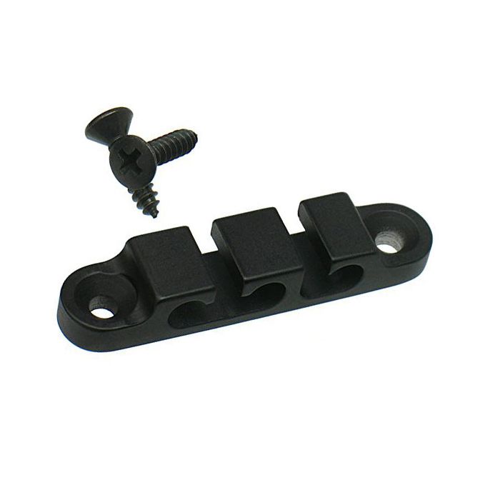 Hipshot 2SR-03B 3-String Retainer/String Guide for Bass - BLACK with Screws