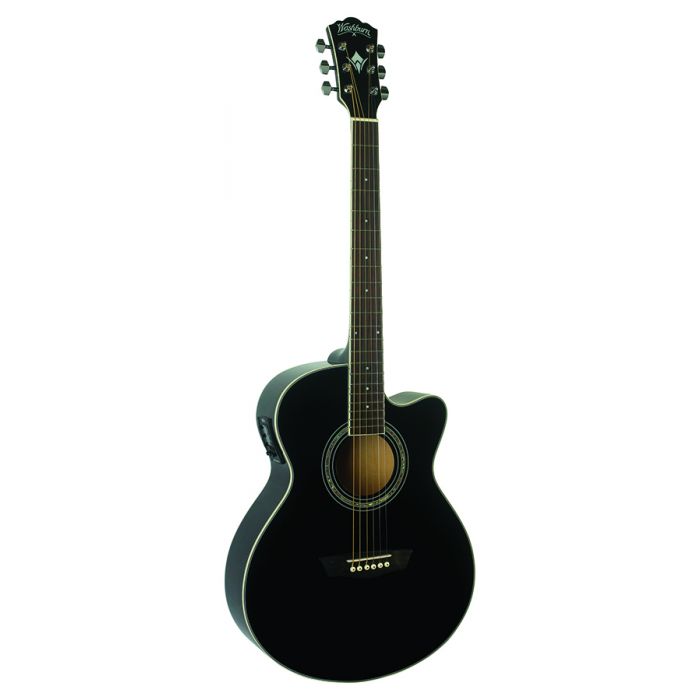 Wahsburn Festival EA12B Mini Jumbo Cutaway Acoustic-Electric Guitar - BLACK