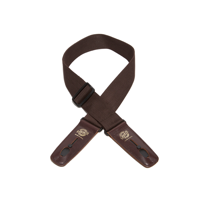 Lock-It Professional Poly Guitar Strap with Locking Leather Ends, Brown