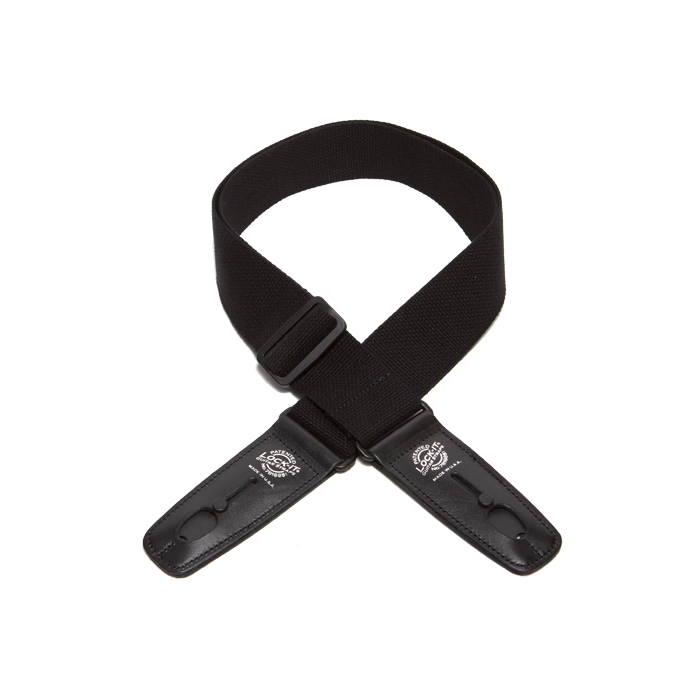 Lock-It Cotton 2" Wide Guitar Strap with Locking Leather Ends - Black