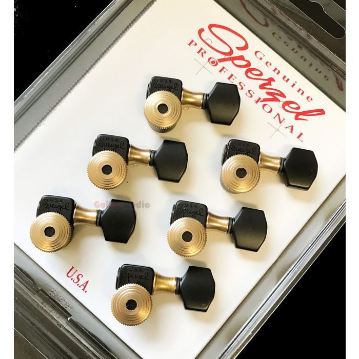 Sperzel 6-In-Line Trimlok Locking Tuners Staggered Tuning Pegs - BLACK &  GOLD