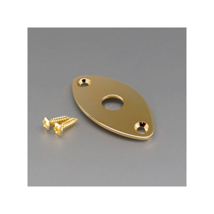 Gotoh JCB-2 Oval Football Shape Curved Input Jack Plate for Guitar, GOLD
