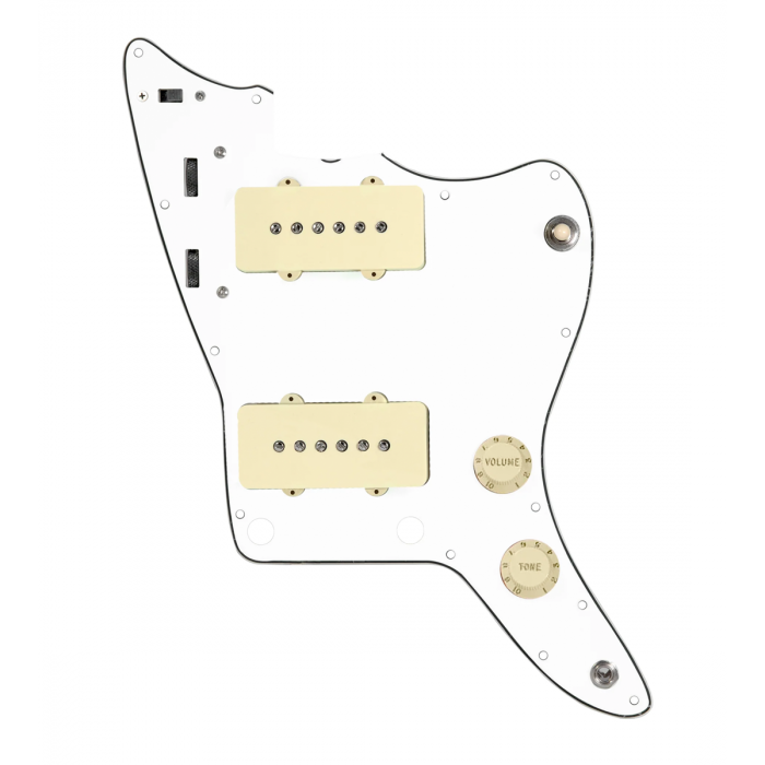 920D Custom JM Grit Loaded Pickguard for Jazzmaster With Aged White Pickups and Knobs ,  White Pickguard, and JMH-V Wiring Harness