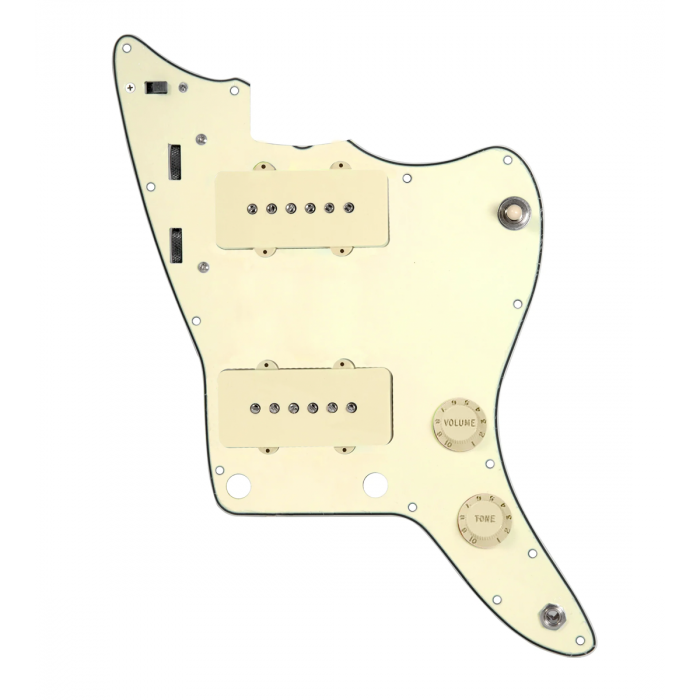 920D Custom JM Vintage Loaded Pickguard for Jazzmaster With Aged White Pickups and Knobs, Cream Pickguard, and JMH-V Wiring Harness