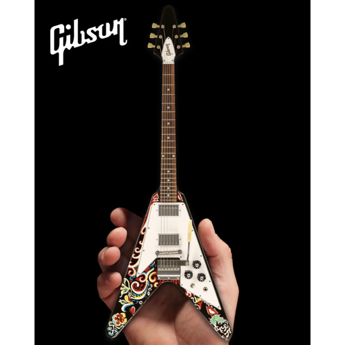 AXE HEAVEN Jimi Hendrix Gibson Psychedelic Flying V Miniature Guitar Gift