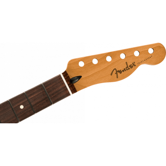 Fender Satin Roasted Maple Rosewood Tele Neck, 22 Jumbo Frets, 12", Flat Oval 