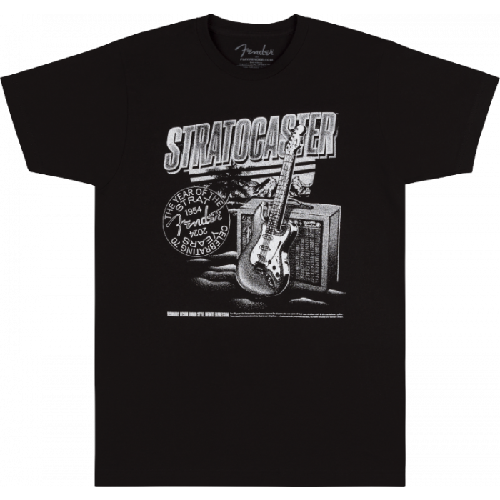 Genuine Fender Guitars Stratocaster/Strat 70th Anniversary, Tee, Black, S, Small