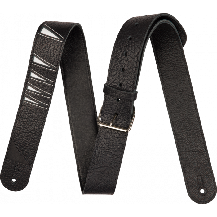  Jackson LEATHER Shark Fin Pattern Guitar Strap, Black and White, 2" Wide