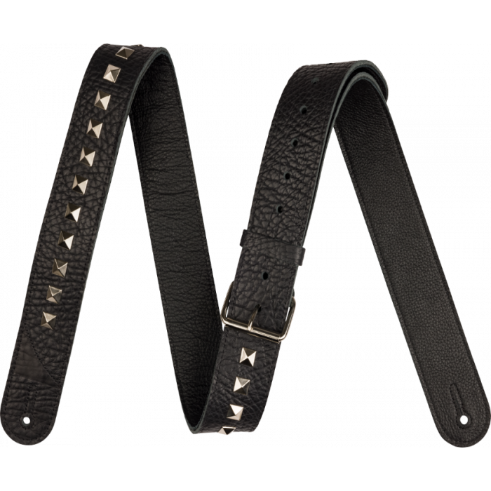 Jackson Metal Stud Leather Strap, Black, Adjustable, 2.5" Wide
