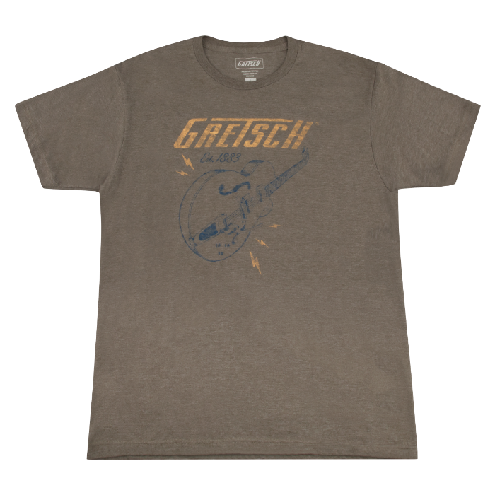 Gretsch Guitars Lighting Bolt Graphic T-Shirt, Brown, M, MEDIUM