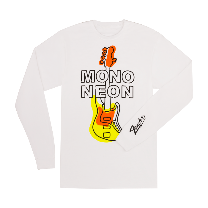 Fender Guitars Mono Neon Geo Bass Long/Sleeve T-Shirt, White, S, SMALL