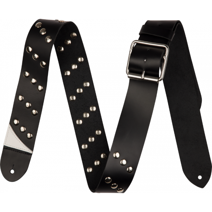  Jackson Studded Leather Guitar Strap, Adjustable, Black, 2.5" Wide